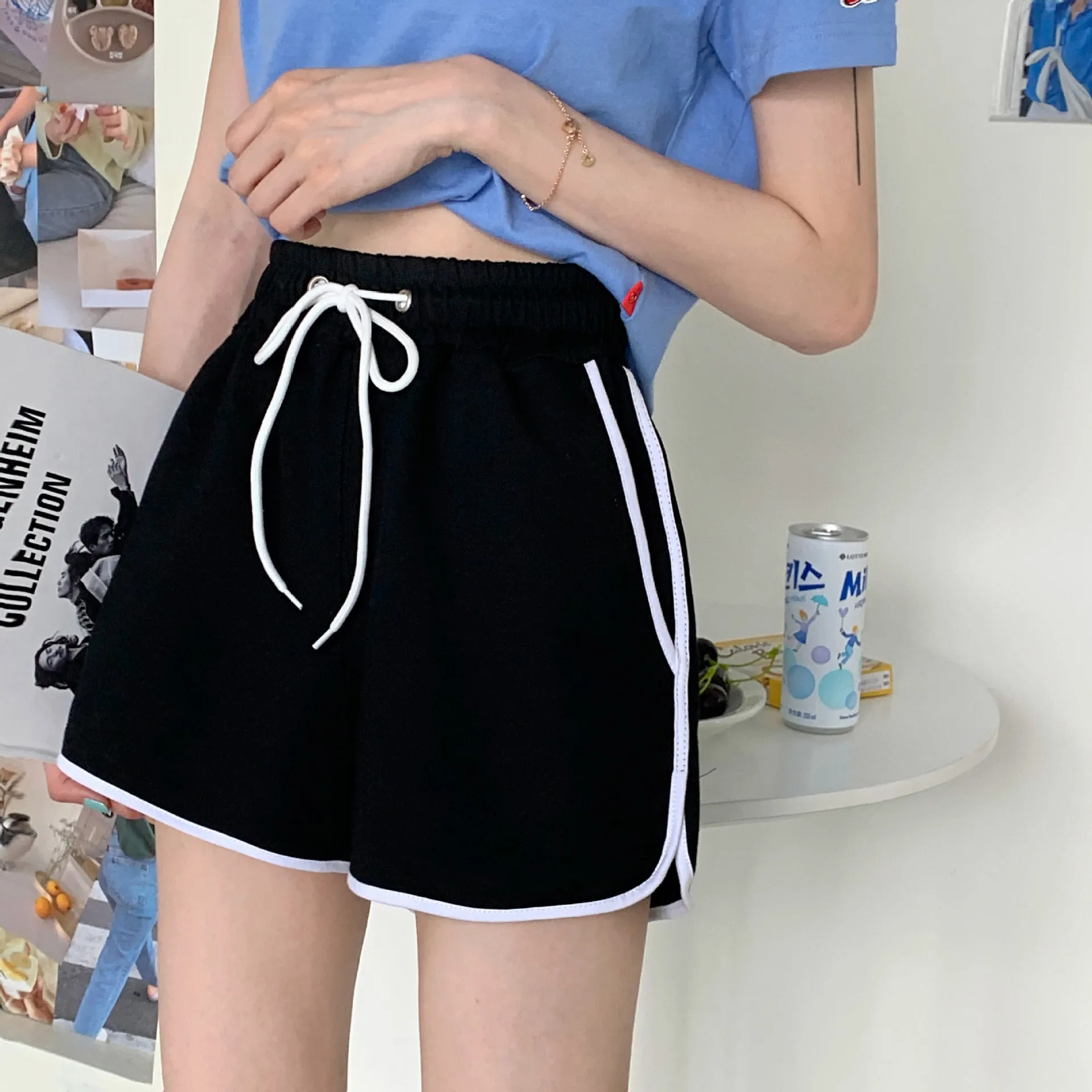 Korean Running Shorts Women Loose All-Matching Outdoor Home Casual Jogging Yoga High Waist Hot Pants Sleepwear