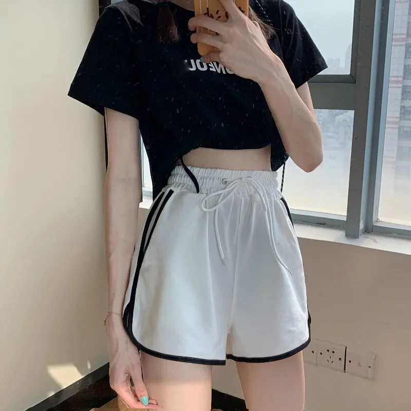 Korean Running Shorts Women Loose All-Matching Outdoor Home Casual Jogging Yoga High Waist Hot Pants Sleepwear