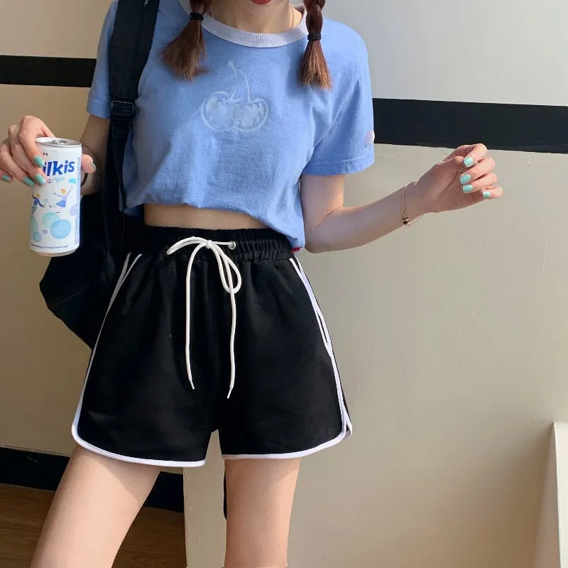 Korean Running Shorts Women Loose All-Matching Outdoor Home Casual Jogging Yoga High Waist Hot Pants Sleepwear