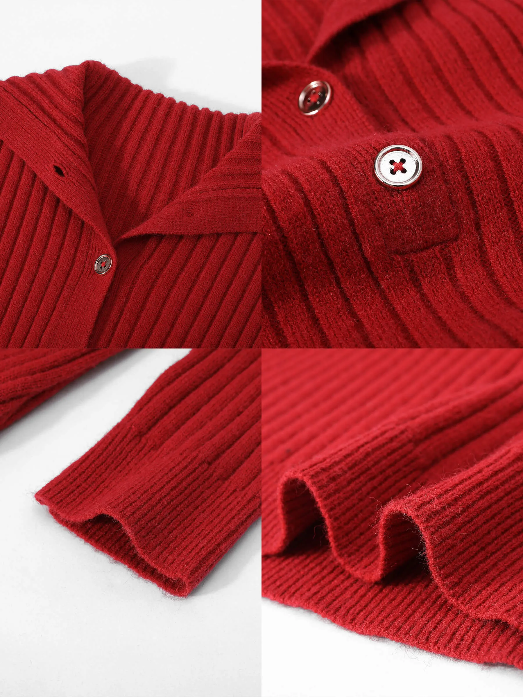 Large Lapel Red Knit Dress