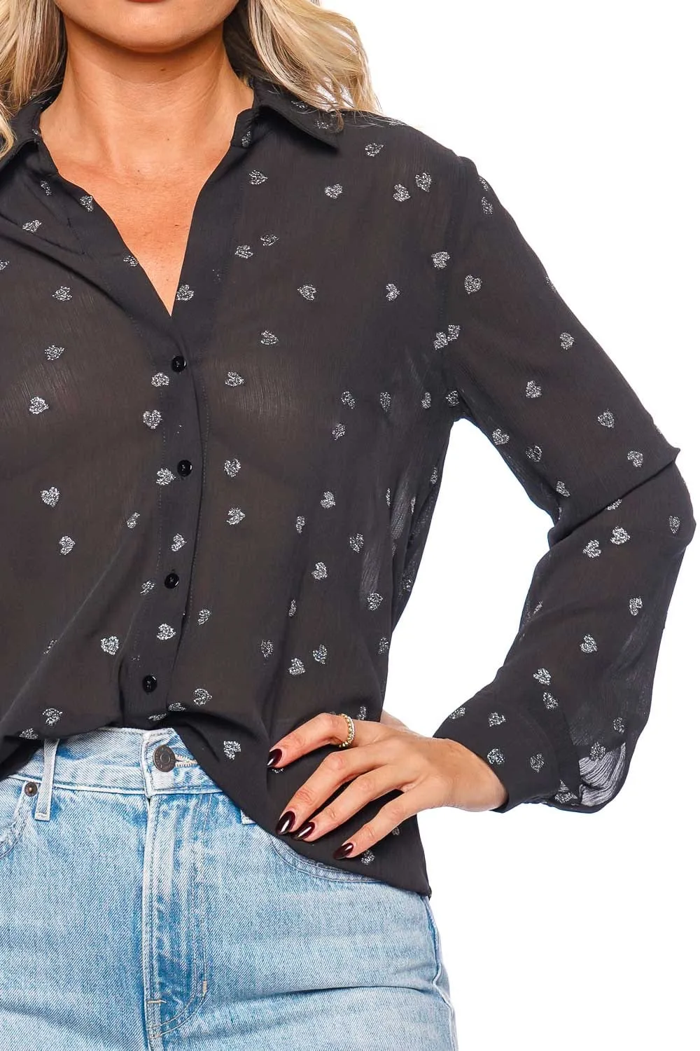 Laurent Scattered Heart Button Down Shirt