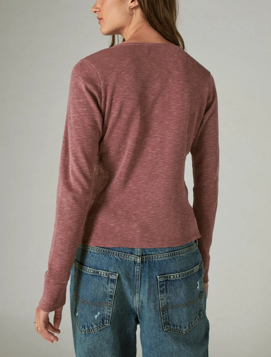 Lucky Brand Long-Sleeve Knit Henley Top