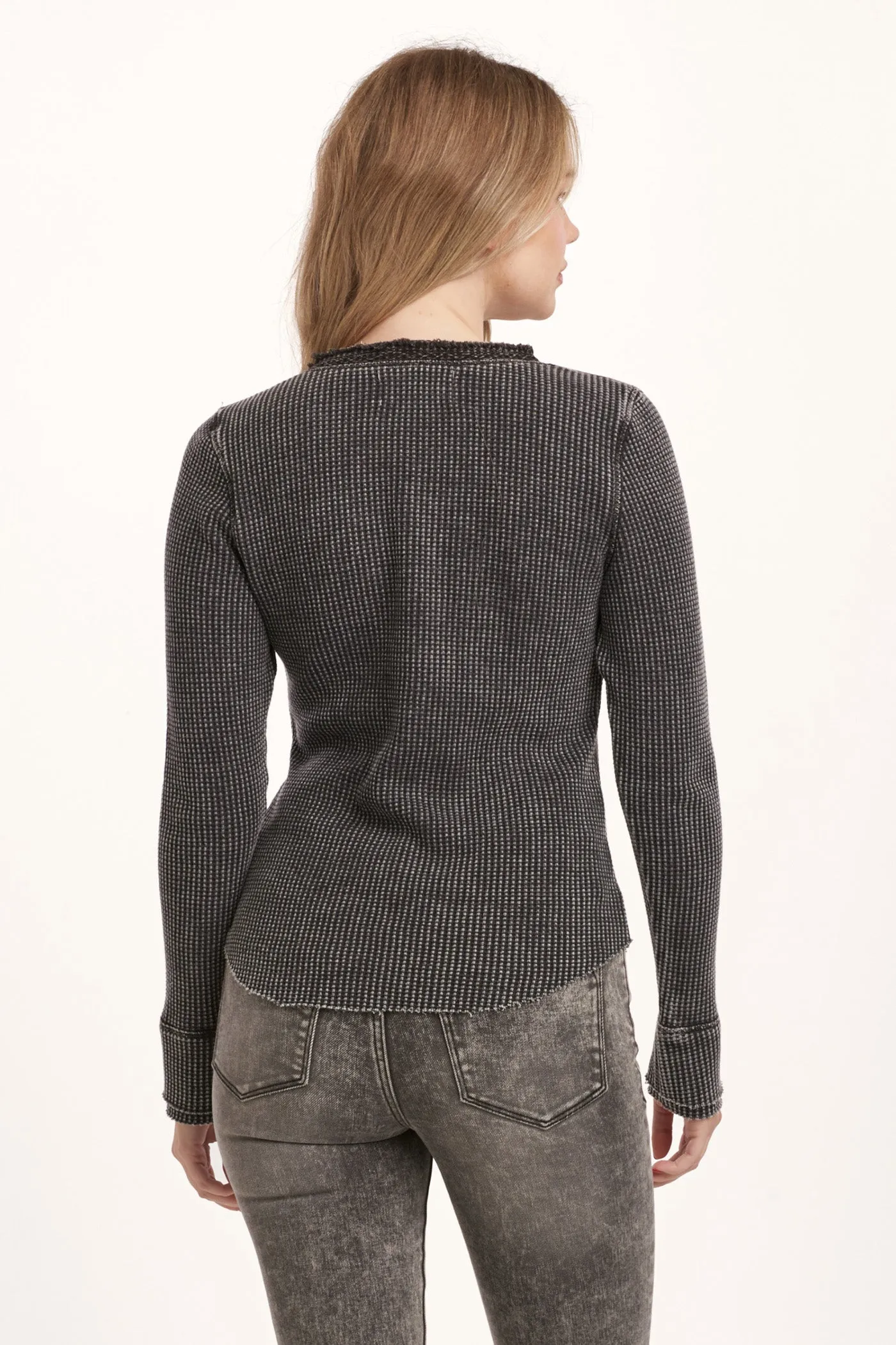 LUNA THERMAL HENLEY TOP BLACK