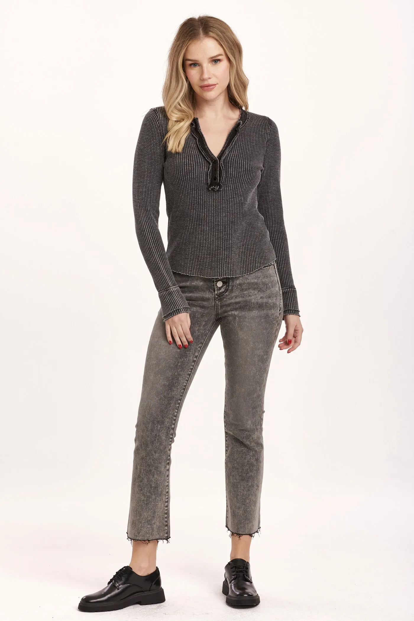 LUNA THERMAL HENLEY TOP BLACK