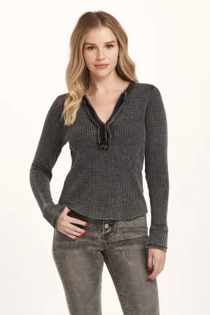 LUNA THERMAL HENLEY TOP BLACK