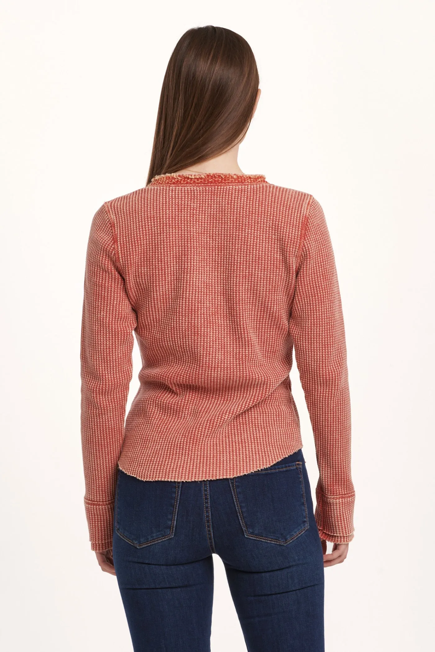 LUNA THERMAL HENLEY TOP CRIMSON
