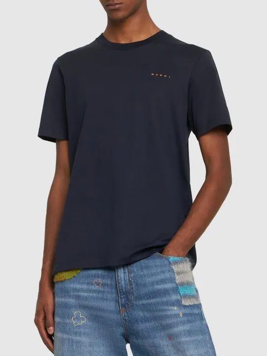 Marni   Logo embroidered cotton jersey t-shirt 