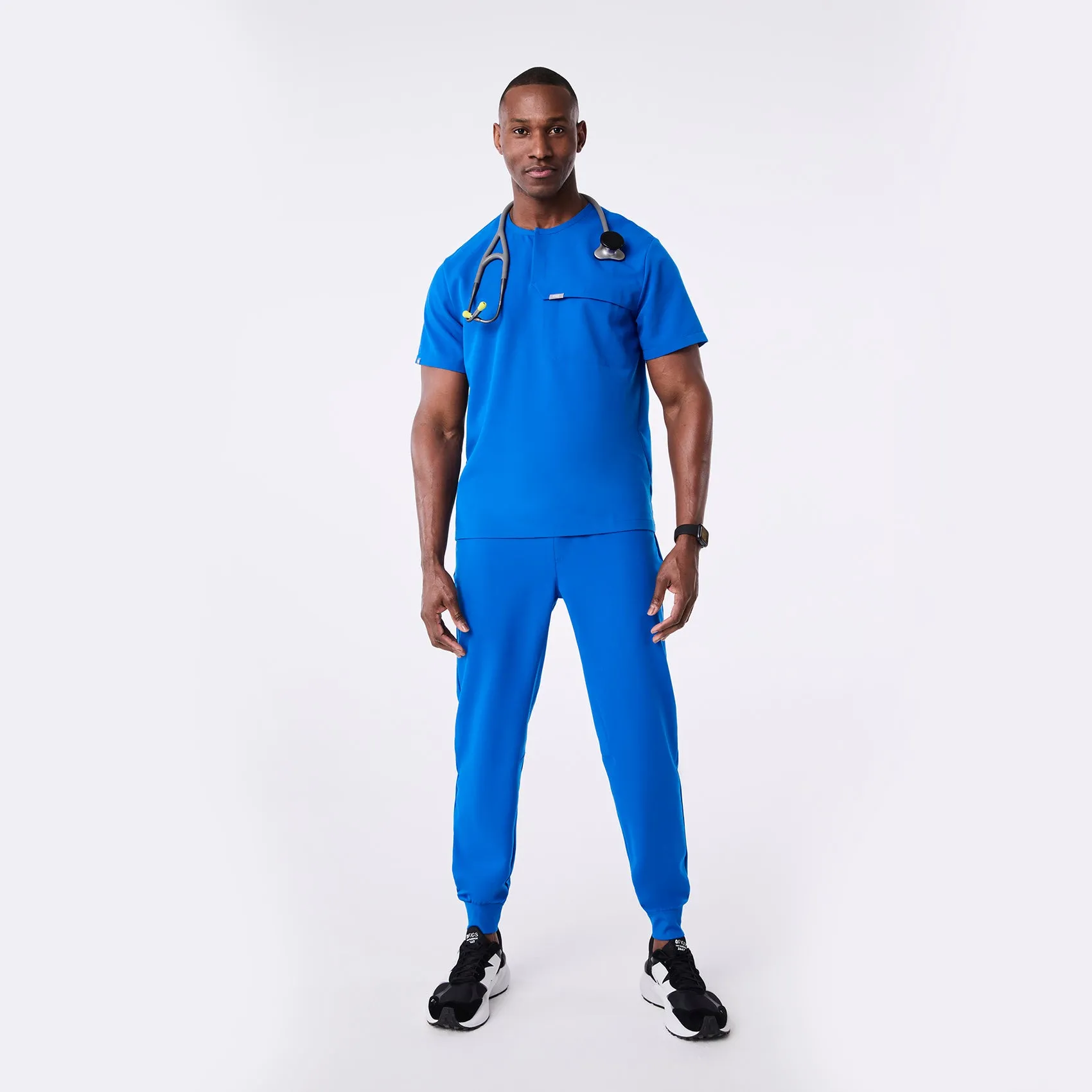 men's Royal Blue Corfield - Henley Scrub Top