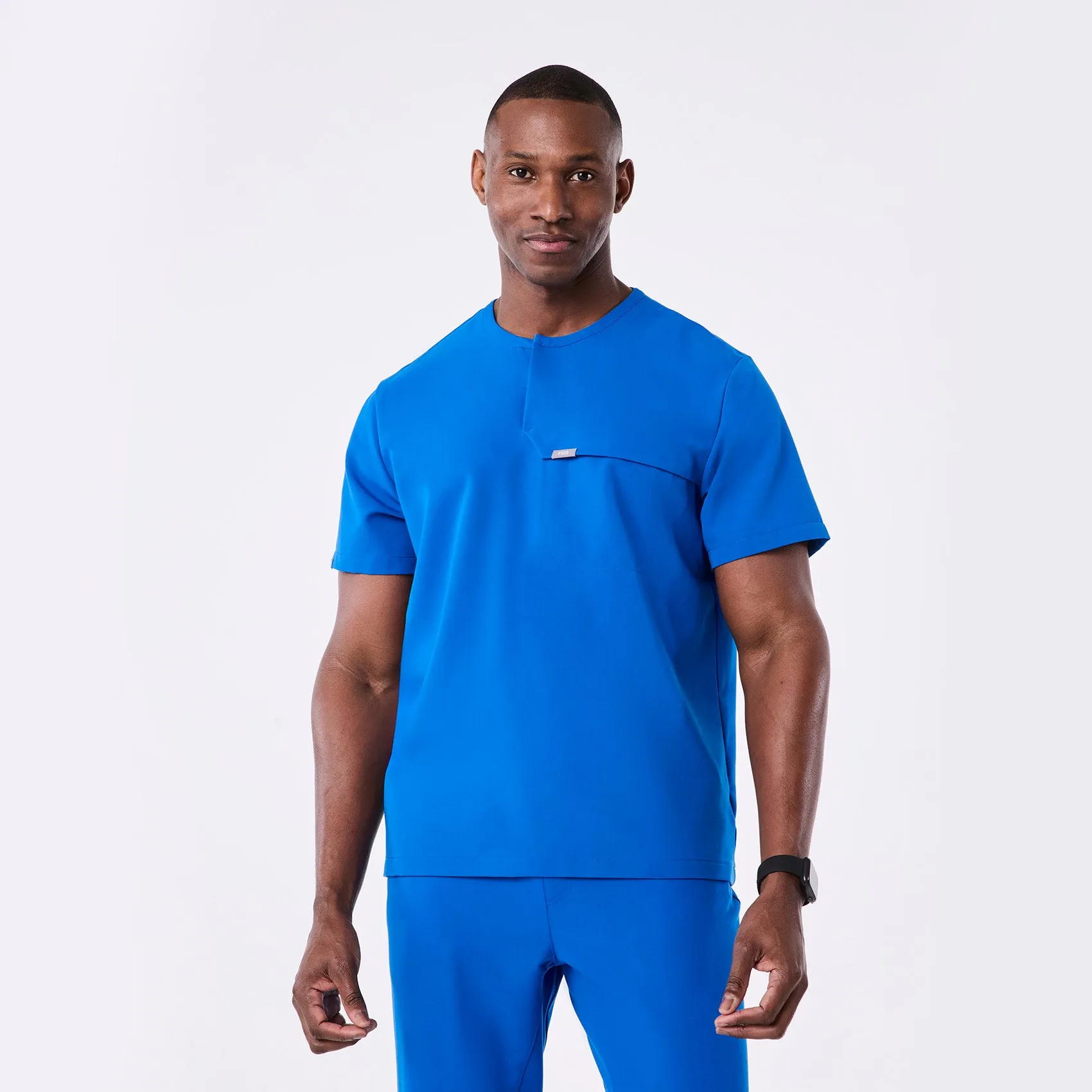men's Royal Blue Corfield - Henley Scrub Top