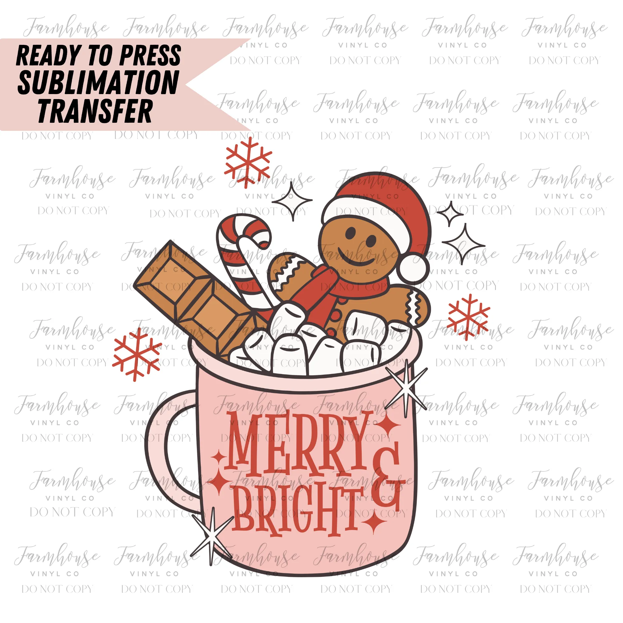 Merry & Bright Ready to Press Sublimation Transfer
