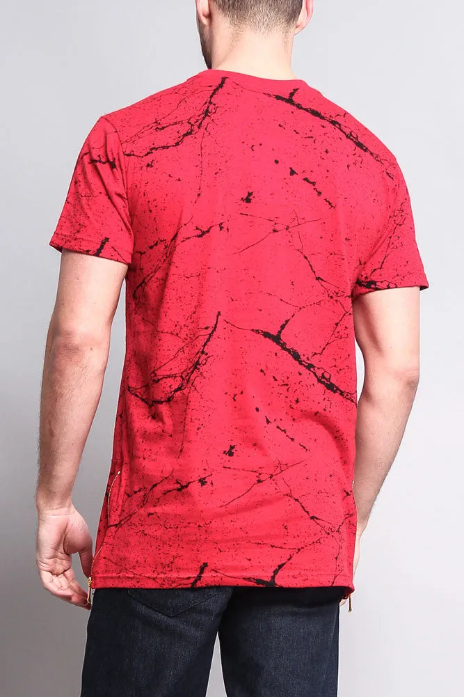 Metallic American Flag Marble Print T-Shirt