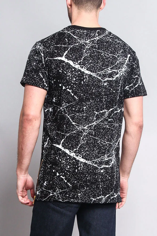 Metallic American Flag Marble Print T-Shirt