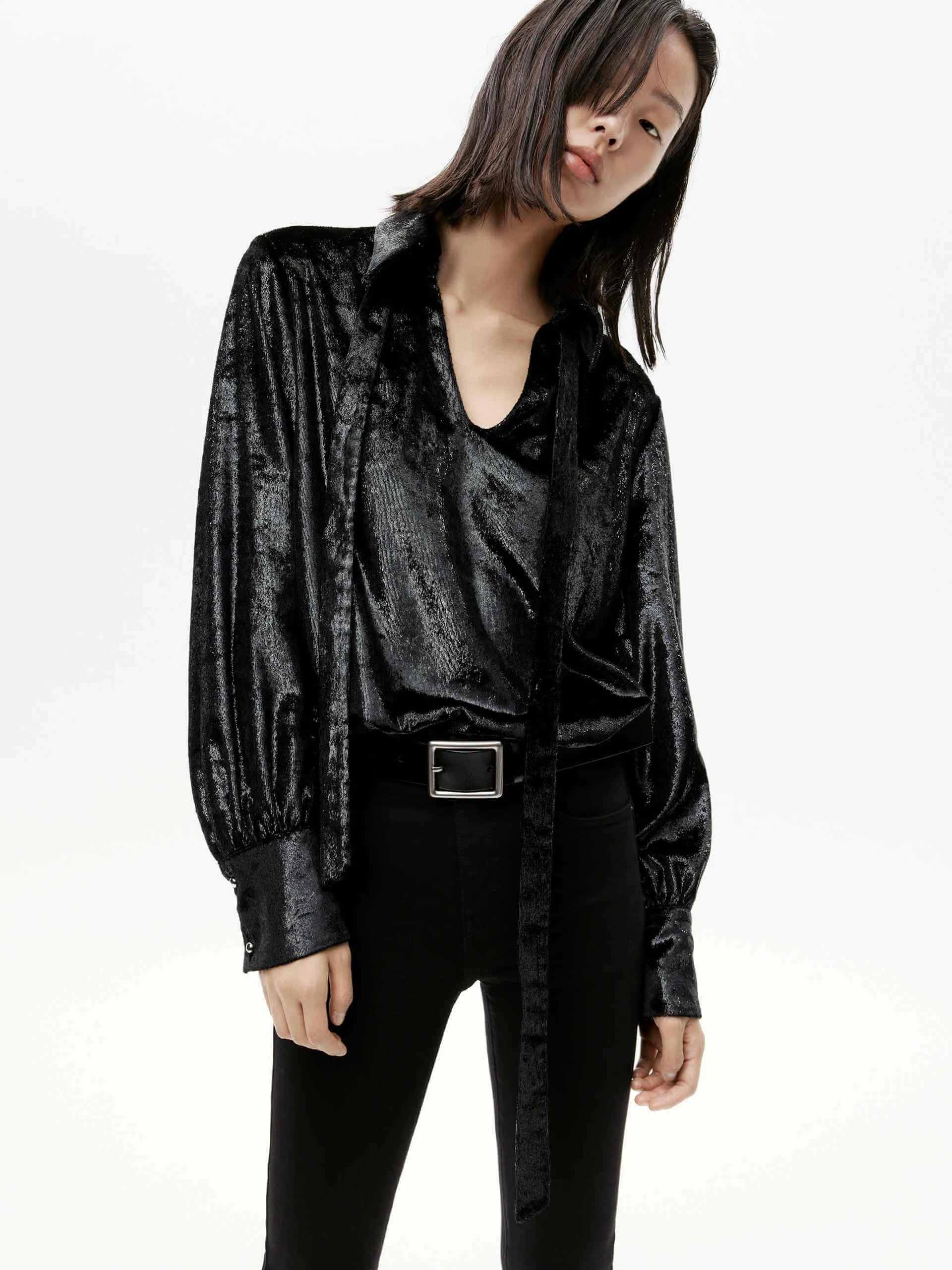 Metallic Jacquard Tie Shirt