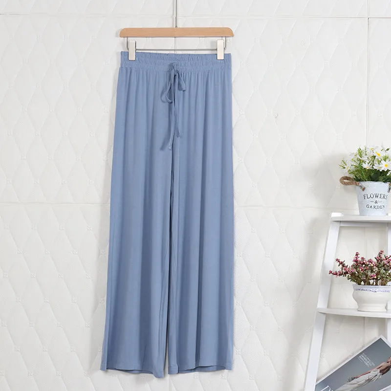 Modal High Waist Long Pants Loose Korean Straight Clouds Wide Leg Women Cool Pants
