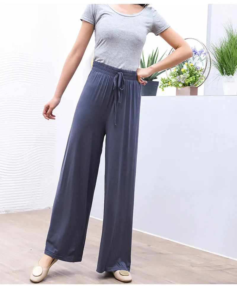 Modal High Waist Long Pants Loose Korean Straight Clouds Wide Leg Women Cool Pants