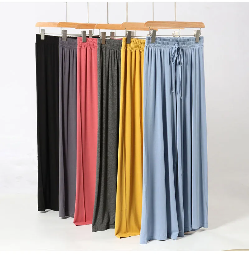 Modal High Waist Long Pants Loose Korean Straight Clouds Wide Leg Women Cool Pants