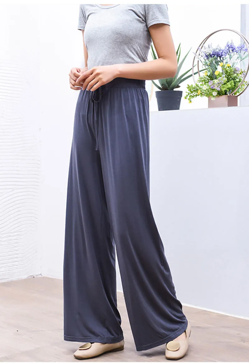 Modal High Waist Long Pants Loose Korean Straight Clouds Wide Leg Women Cool Pants