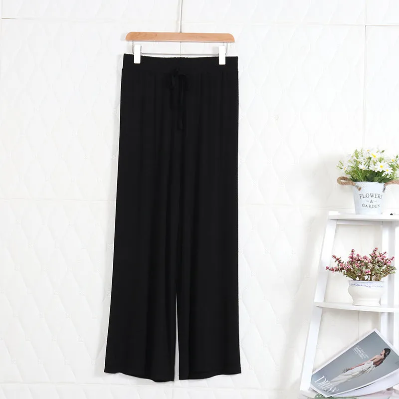 Modal High Waist Long Pants Loose Korean Straight Clouds Wide Leg Women Cool Pants