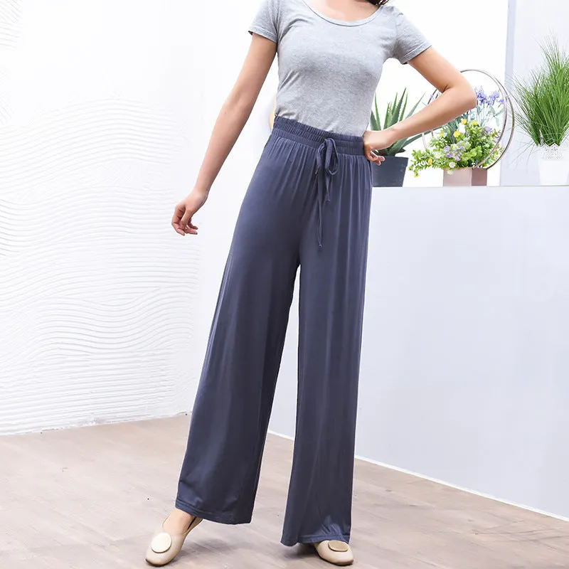 Modal High Waist Long Pants Loose Korean Straight Clouds Wide Leg Women Cool Pants