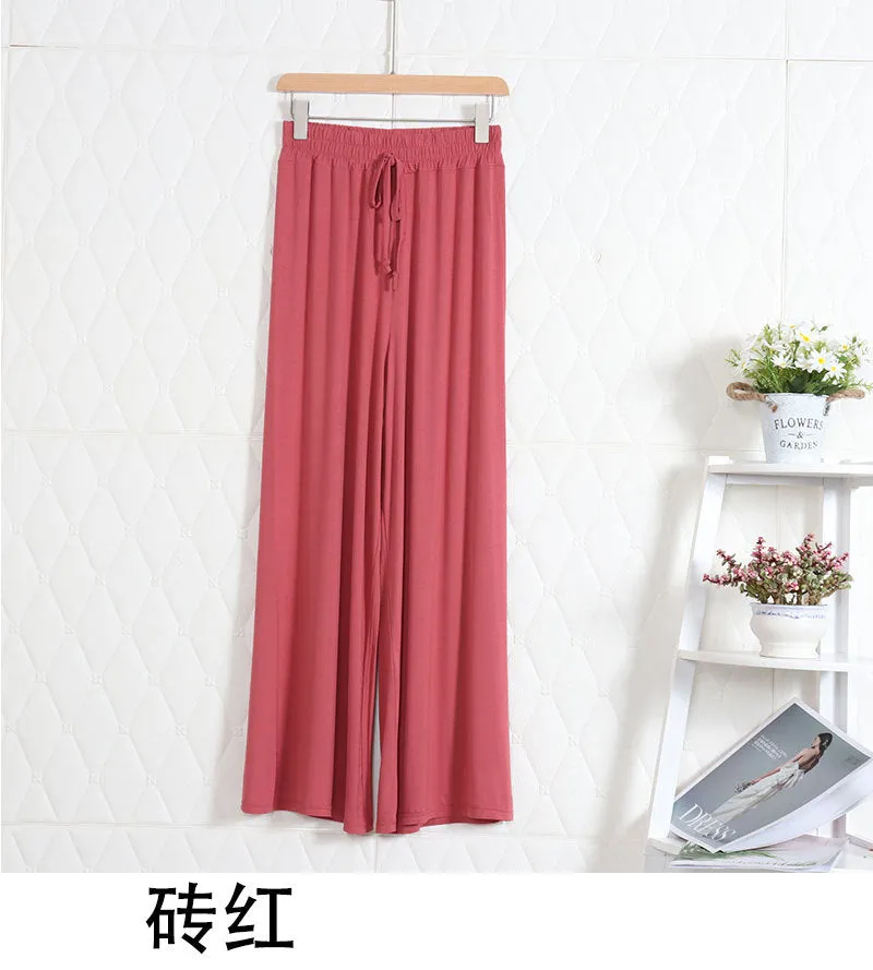 Modal High Waist Long Pants Loose Korean Straight Clouds Wide Leg Women Cool Pants