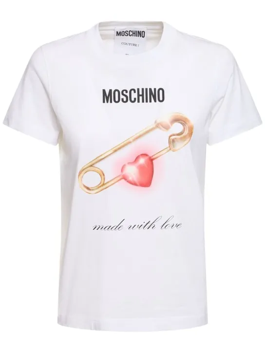 Moschino   Printed cotton jersey t-shirt 