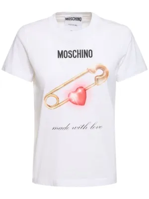 Moschino   Printed cotton jersey t-shirt 