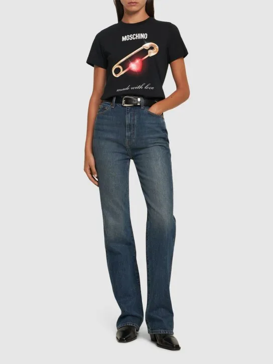 Moschino   Printed cotton jersey t-shirt 