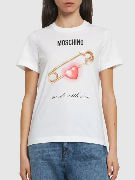 Moschino   Printed cotton jersey t-shirt 