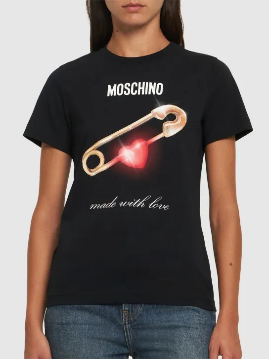 Moschino   Printed cotton jersey t-shirt 