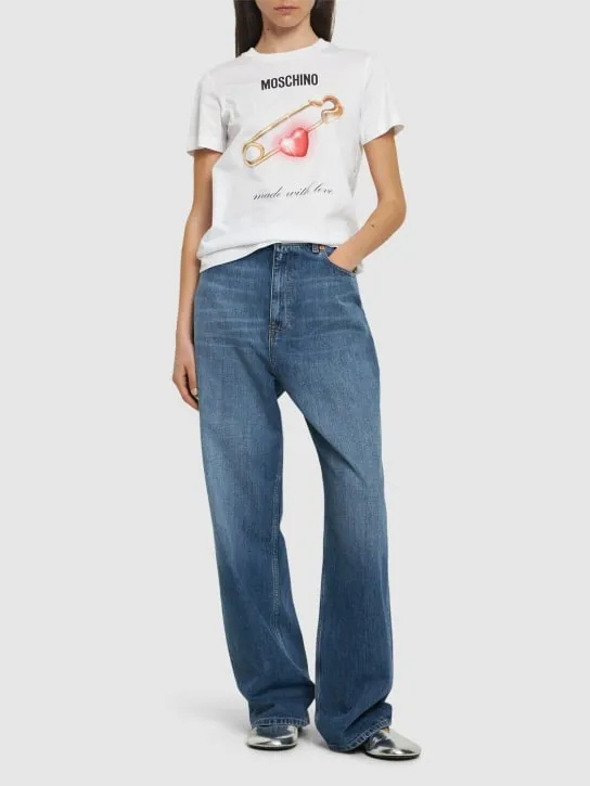Moschino   Printed cotton jersey t-shirt 