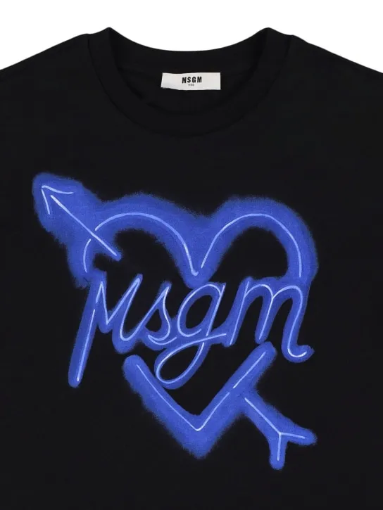 MSGM   Heart printed cotton jersey t-shirt 