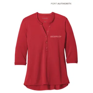 NEW JWMI - Port Authority ® Ladies UV Choice Pique Henley - Rich Red