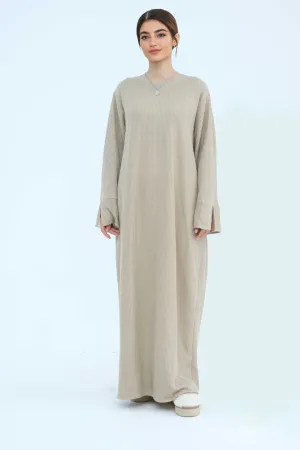 NOOR Knit Maxi Dress Abaya 912 - Khaki