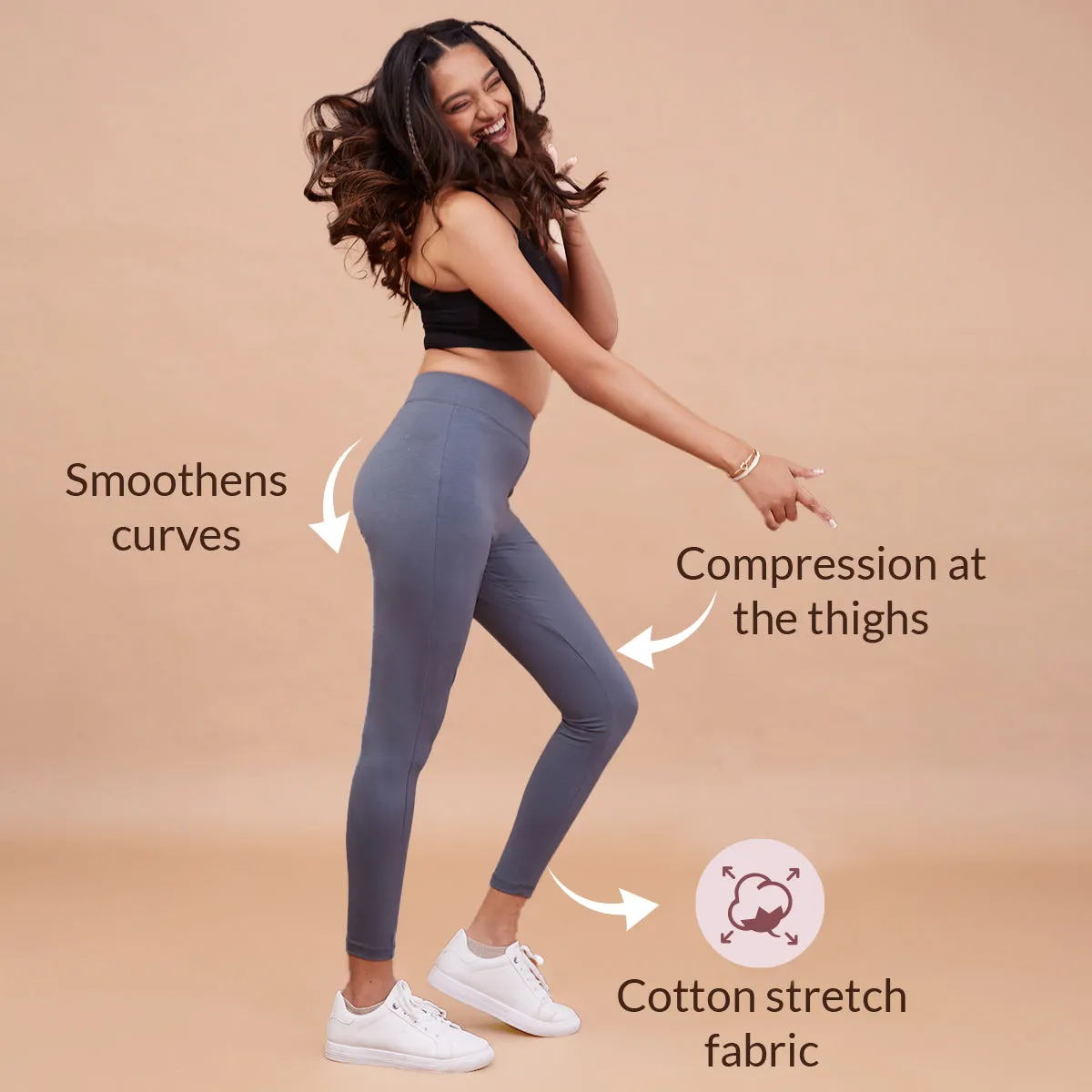 Nykd All Day Essential Cotton Leggings-NYAT076-Pewter