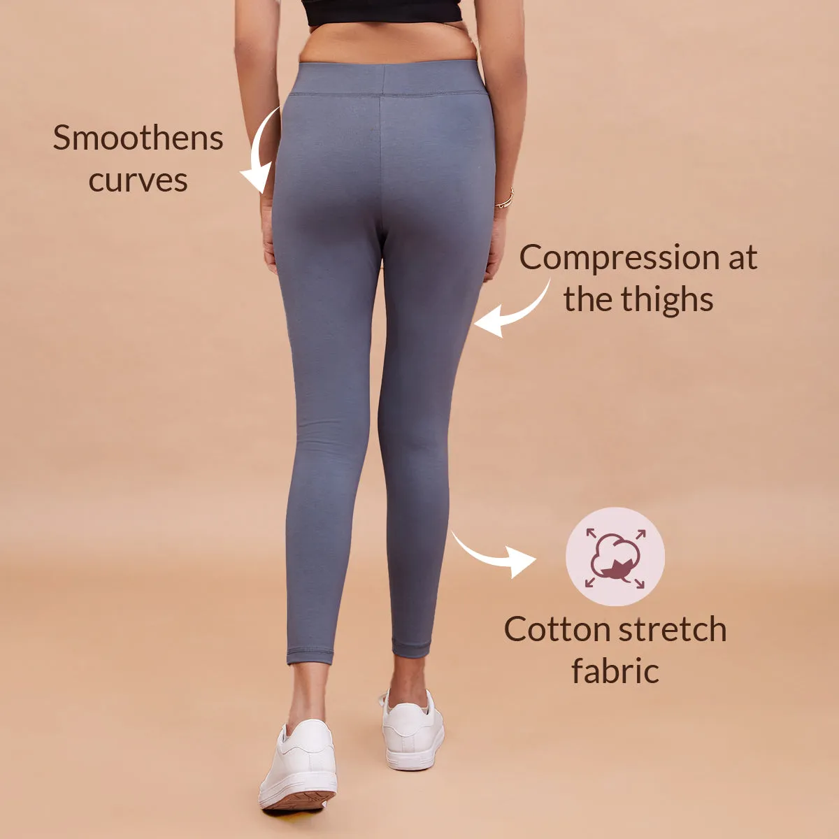 Nykd All Day Essential Cotton Leggings-NYAT076-Pewter