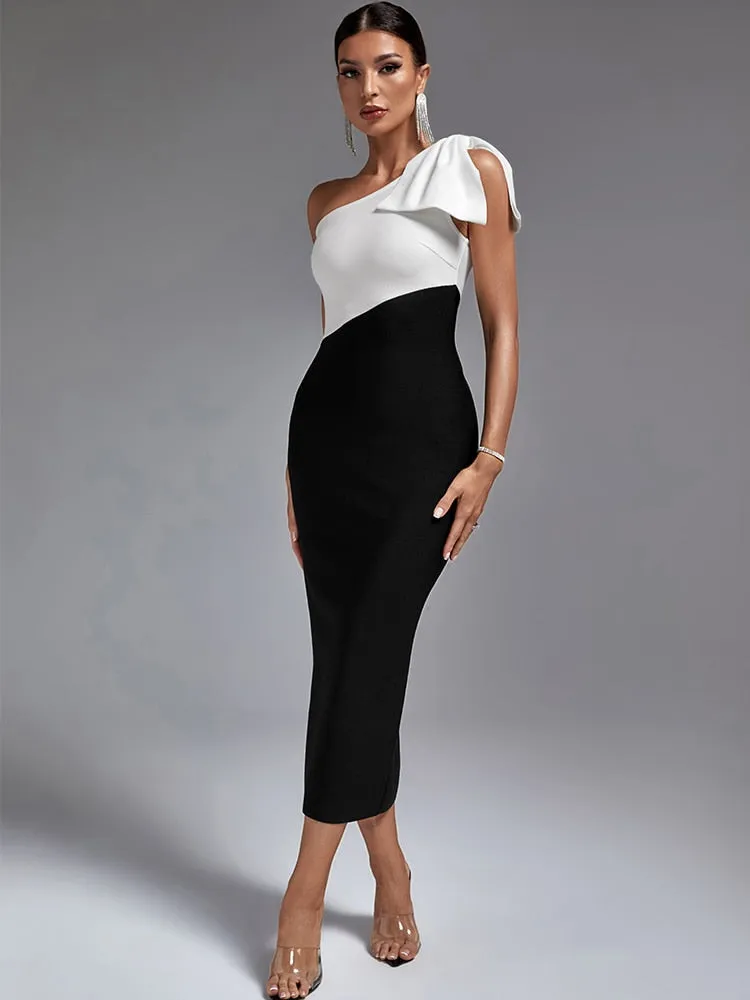 One Shoulder Party Long Bandage Dress
