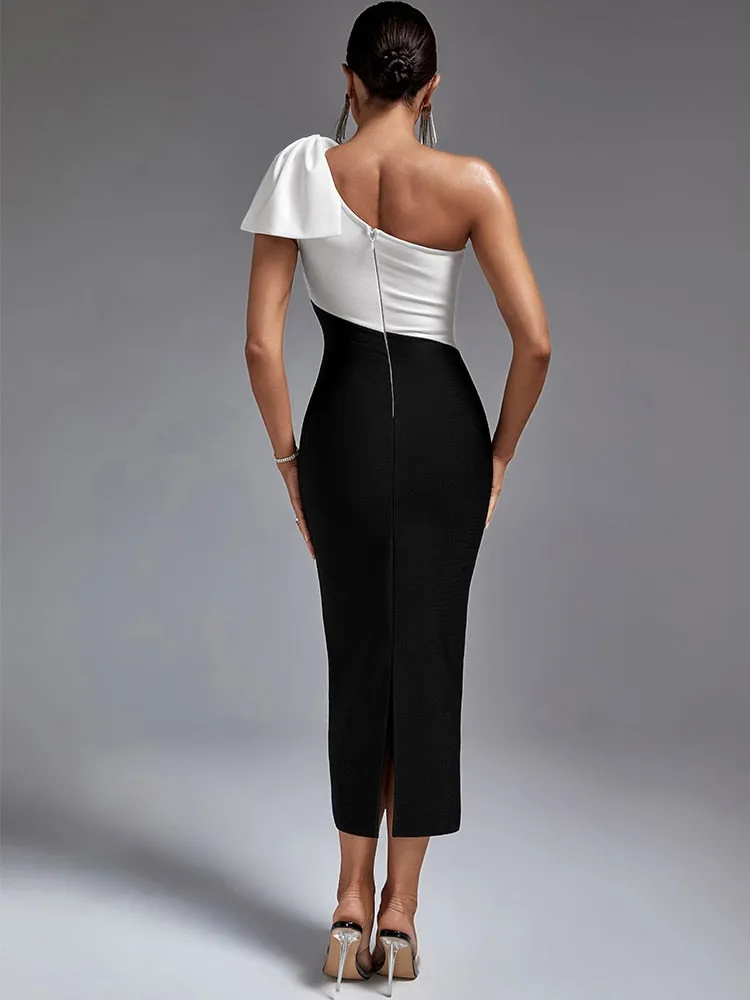 One Shoulder Party Long Bandage Dress