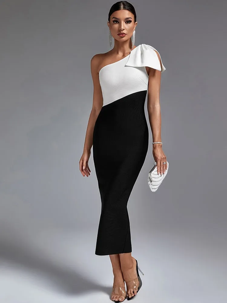 One Shoulder Party Long Bandage Dress