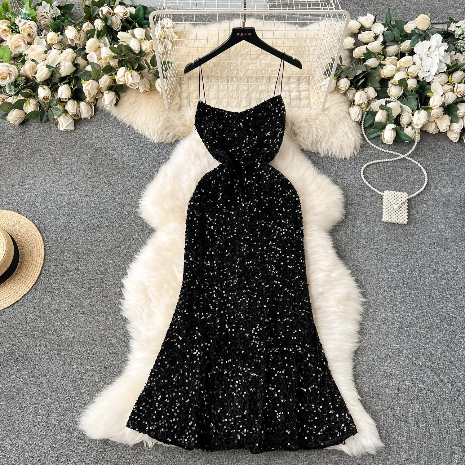 Party Sequined Fishtail Slip Dress
