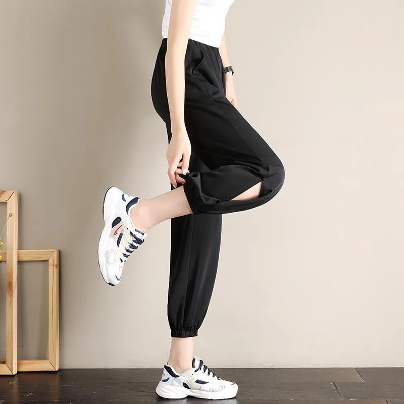 Plus Size Wide Leg Pants Women Summer Korean High Waist Loose Lantern Casual Wide Leg Ankle-Length Pants