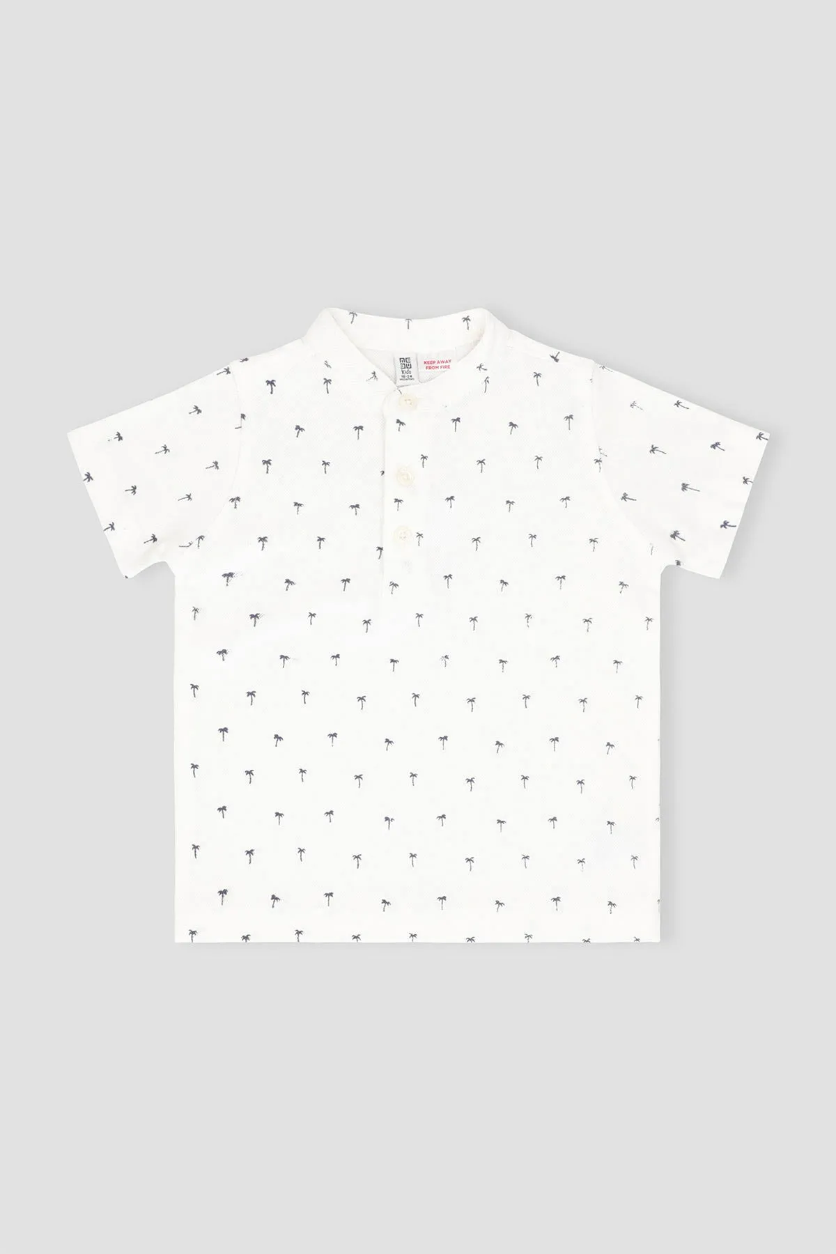 Printed Henley T-Shirt For Baby Boy - White