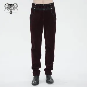 PT22602 Wine Gothic high waist chenille men's trousers