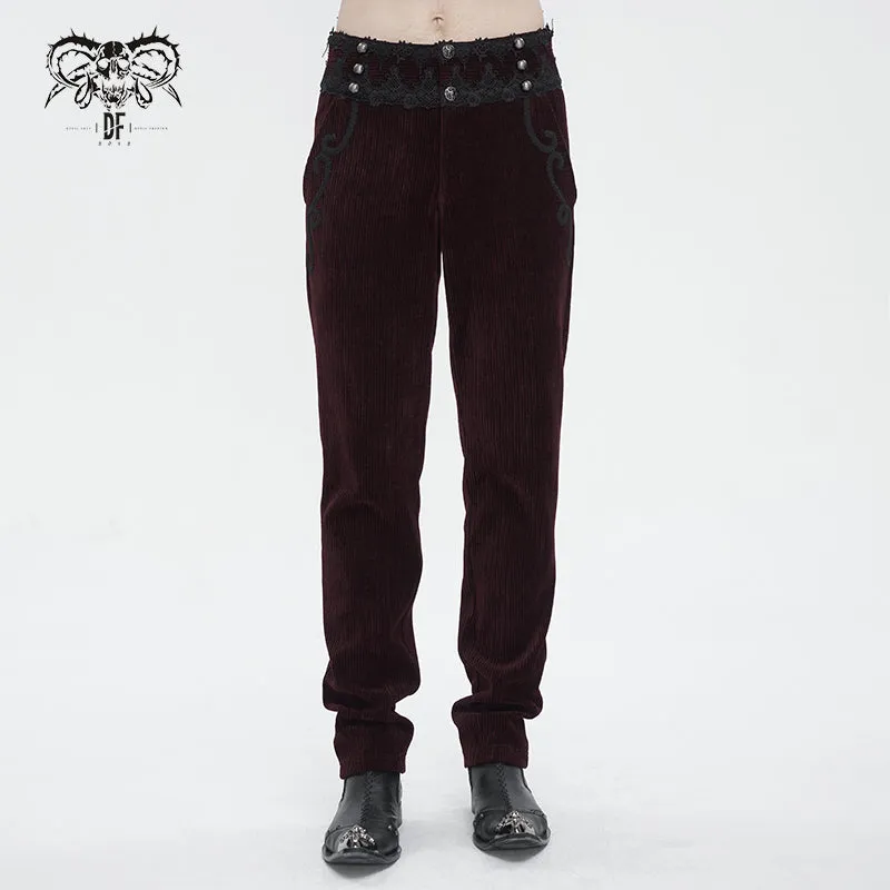 PT22602 Wine Gothic high waist chenille men's trousers