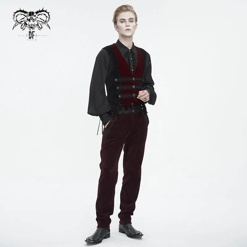 PT22602 Wine Gothic high waist chenille men's trousers