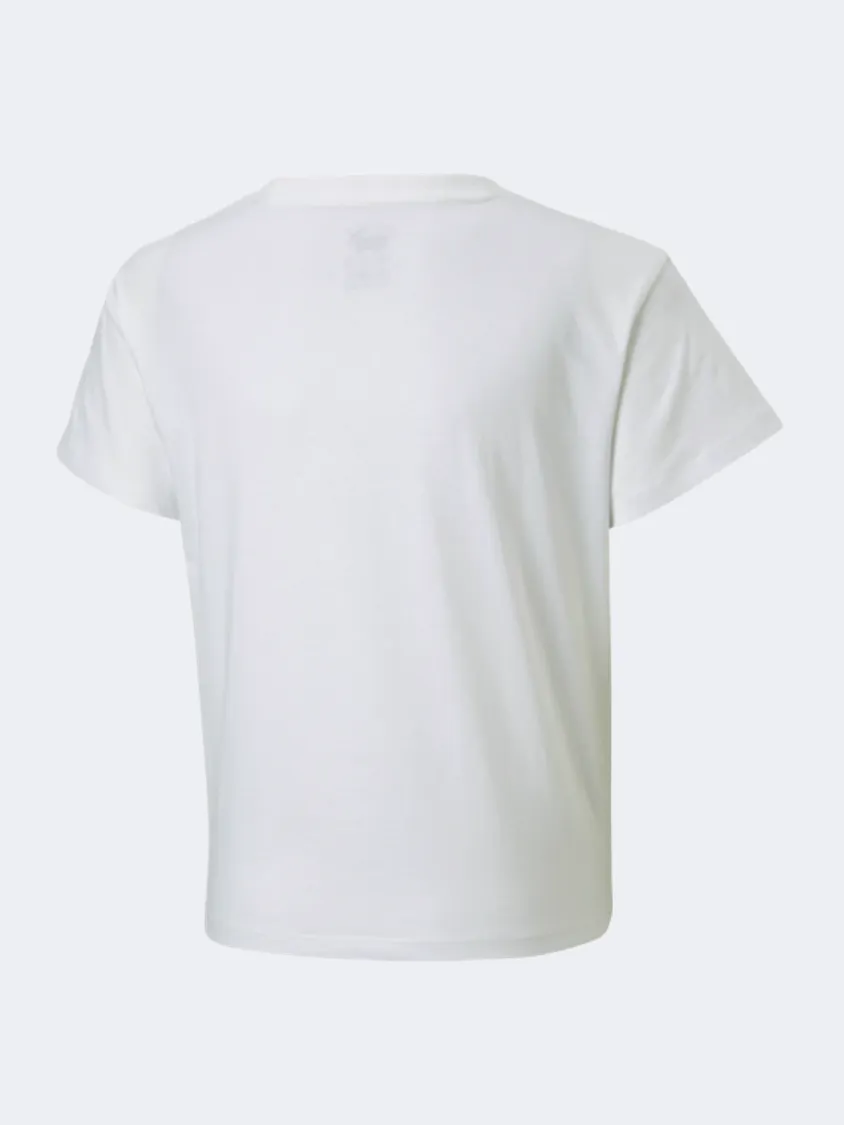 Puma Essentials  Logo Knotted Girls Lifestyle T-Shirt White