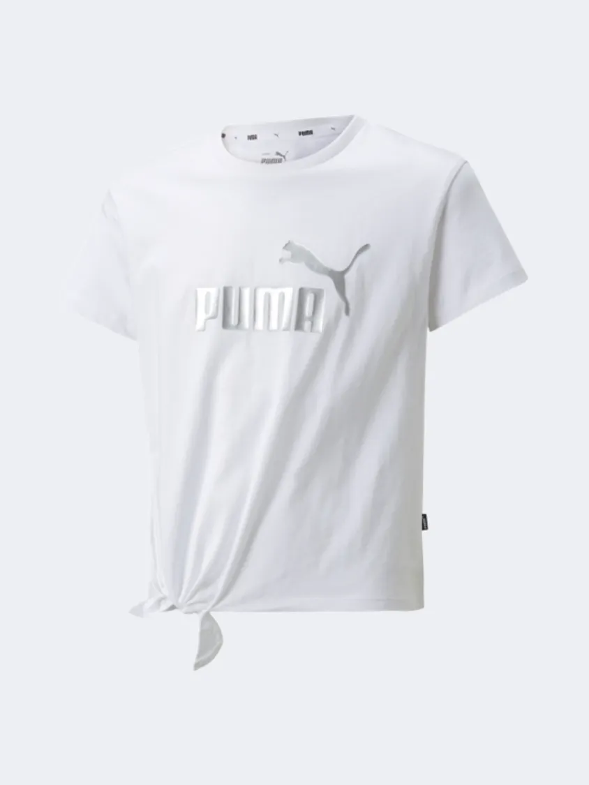 Puma Essentials  Logo Knotted Girls Lifestyle T-Shirt White