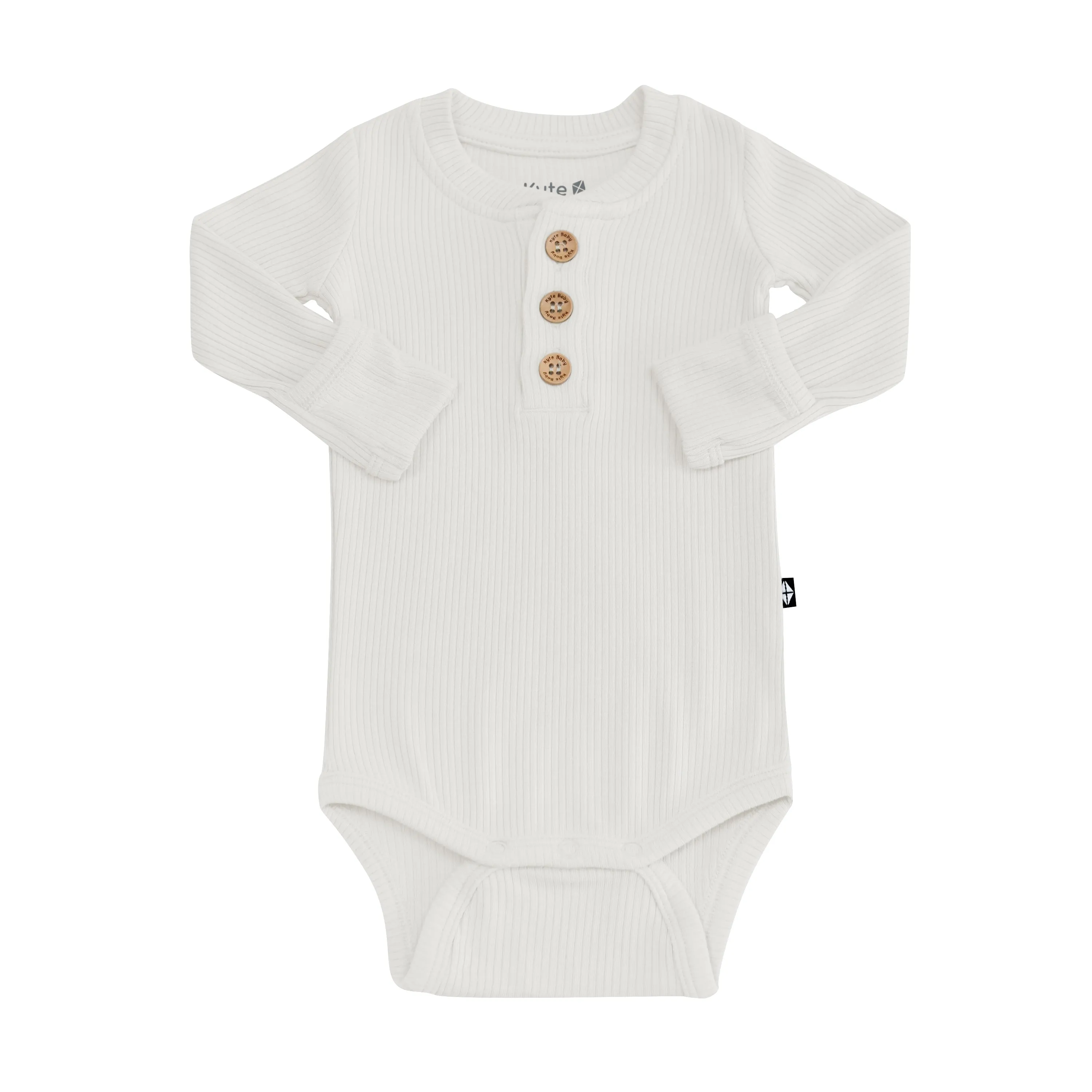 Ribbed Long Sleeve Henley Bodysuit in Oat
