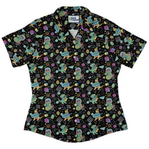 Rocking Dinosaurs Night Curvy Button Up Shirt