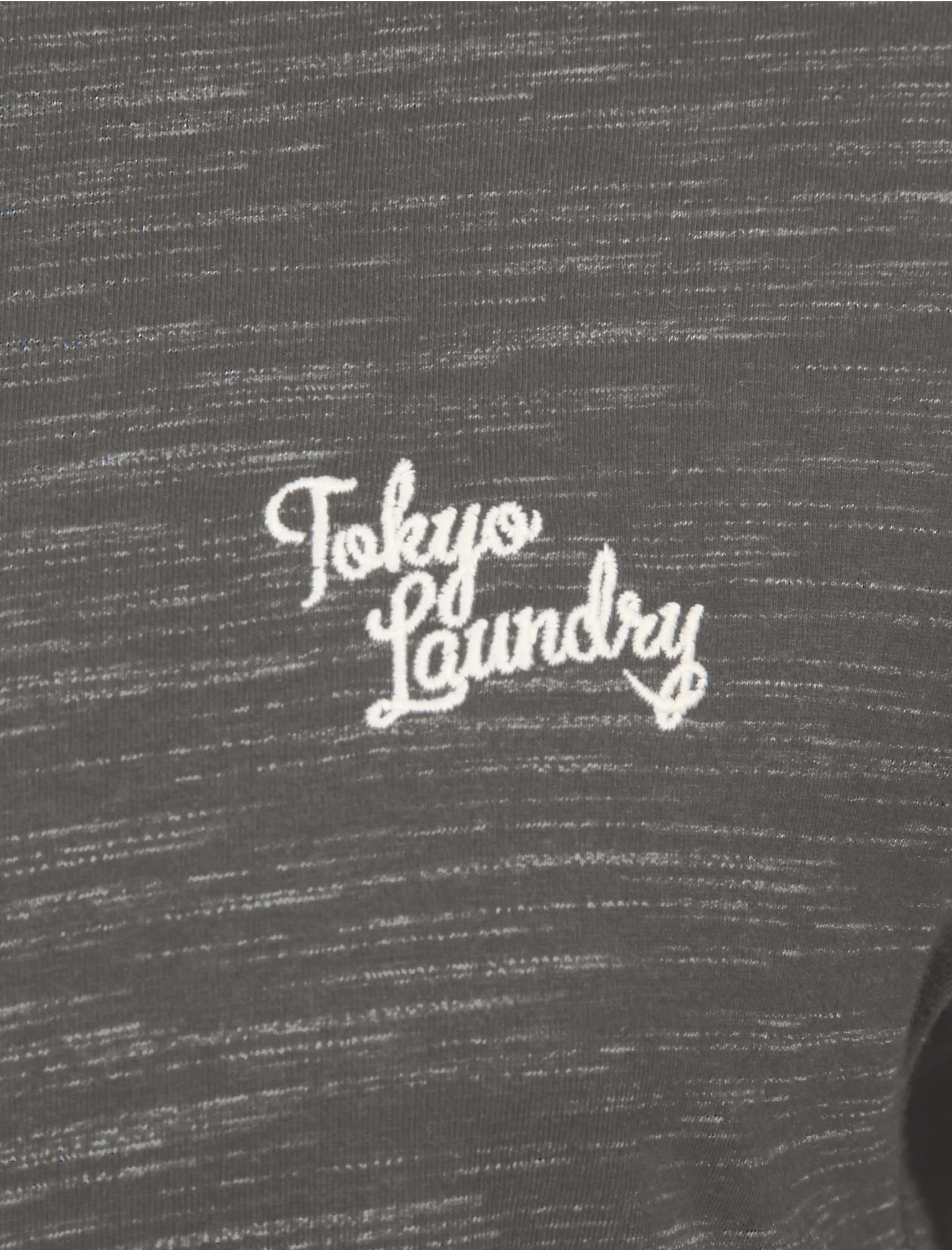 Roswell Peak Injection Marl Long Sleeve Henley Top in Antique Gunmetal - Tokyo Laundry