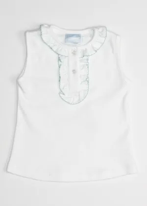 Ruffle Henley Shirt Aqua